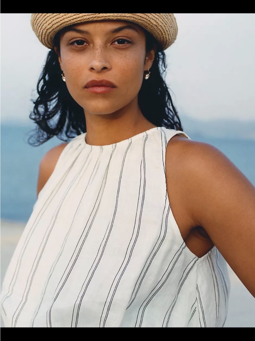 Anthropologie Linen Sleeveless Bubble Tank.